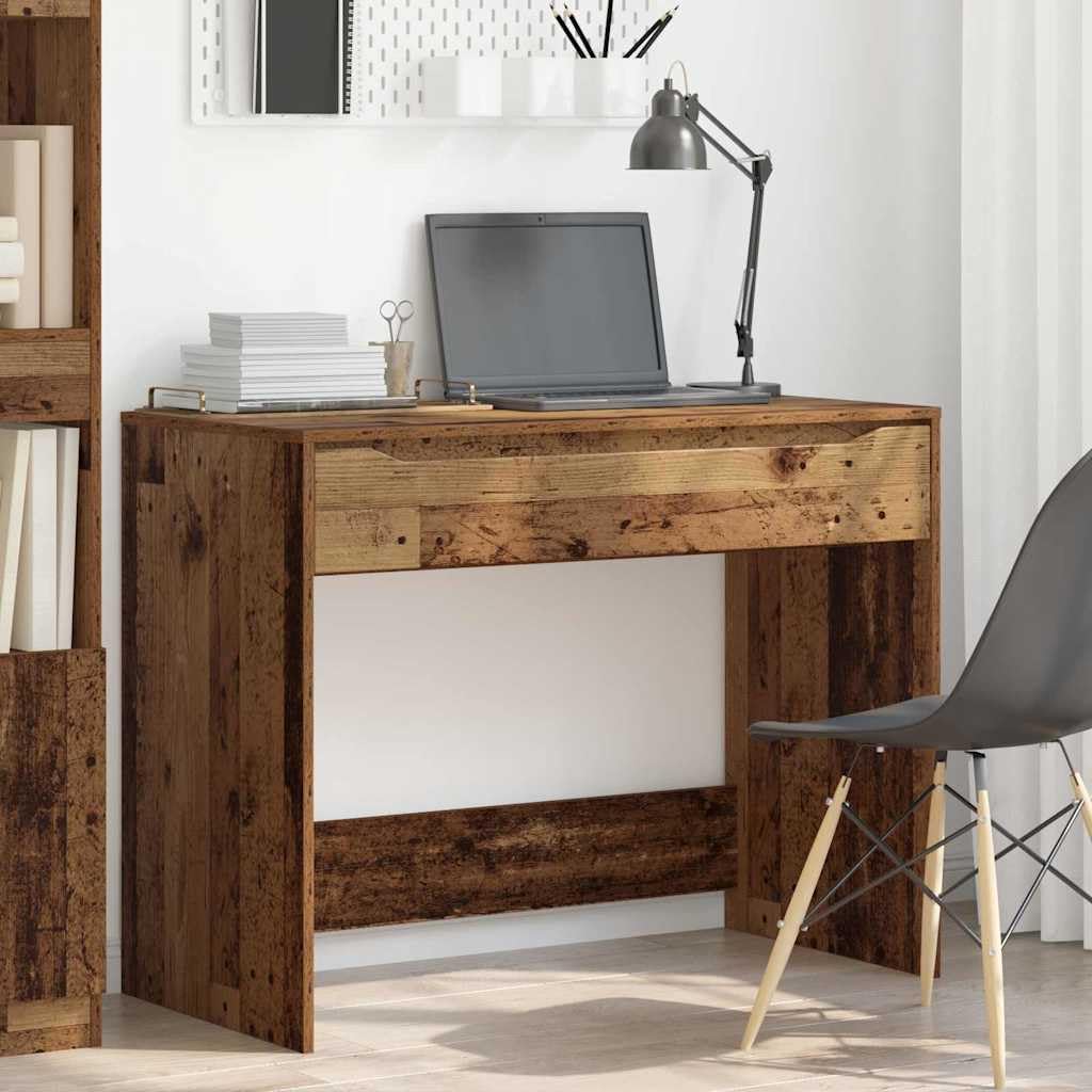 Scrivania effetto legno vecchio, 100 x 50 x 78 cm, materiale in legno, robusto scrivania per computer con cassetto, moderno tavolo da ufficio per casa, tavolo da lavoro durevole, versatile