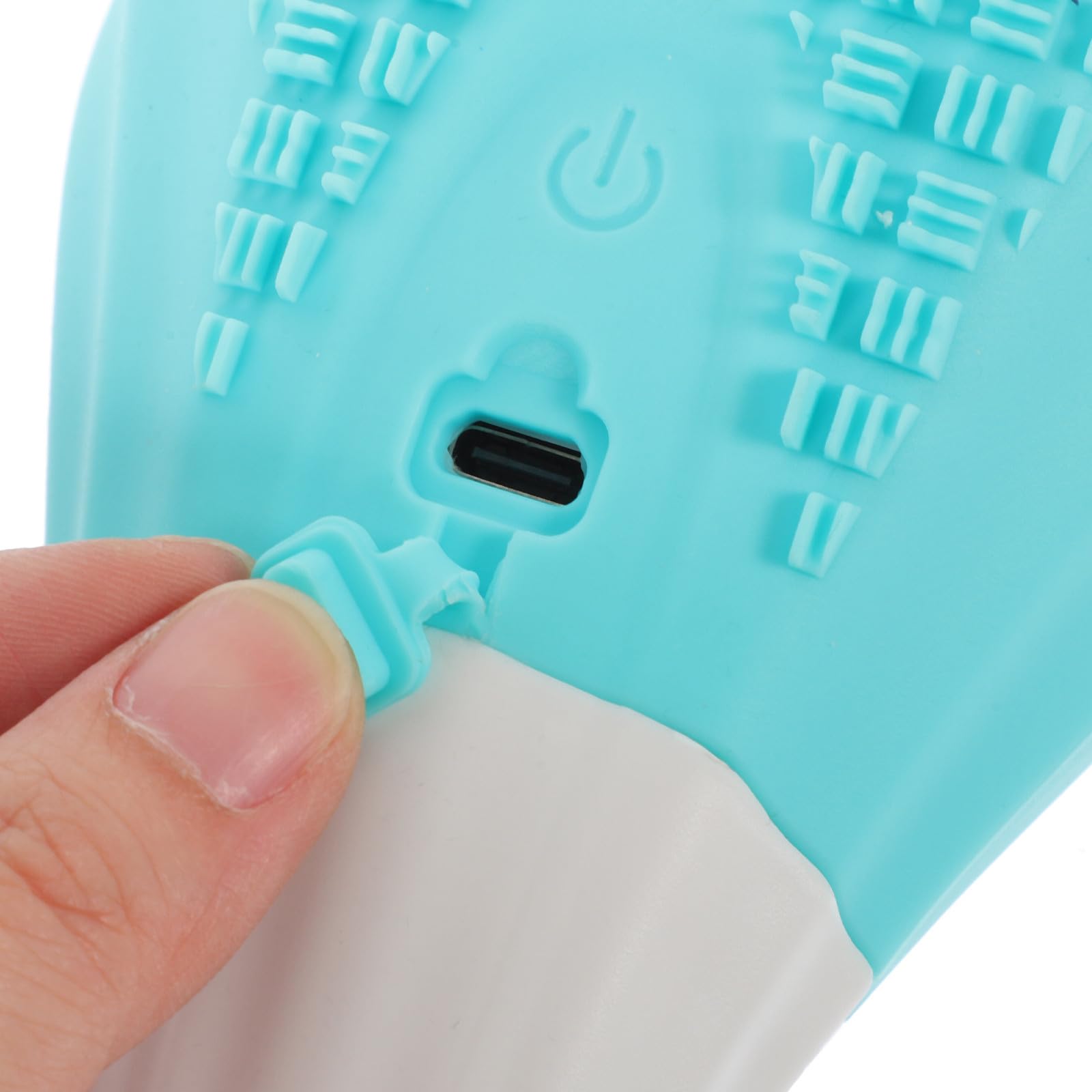 Elektrische Duschbürste aus Abs und Silikon Rückenschrubber und Körpermassagegerät mit Langem Griff Blau für und Frauen