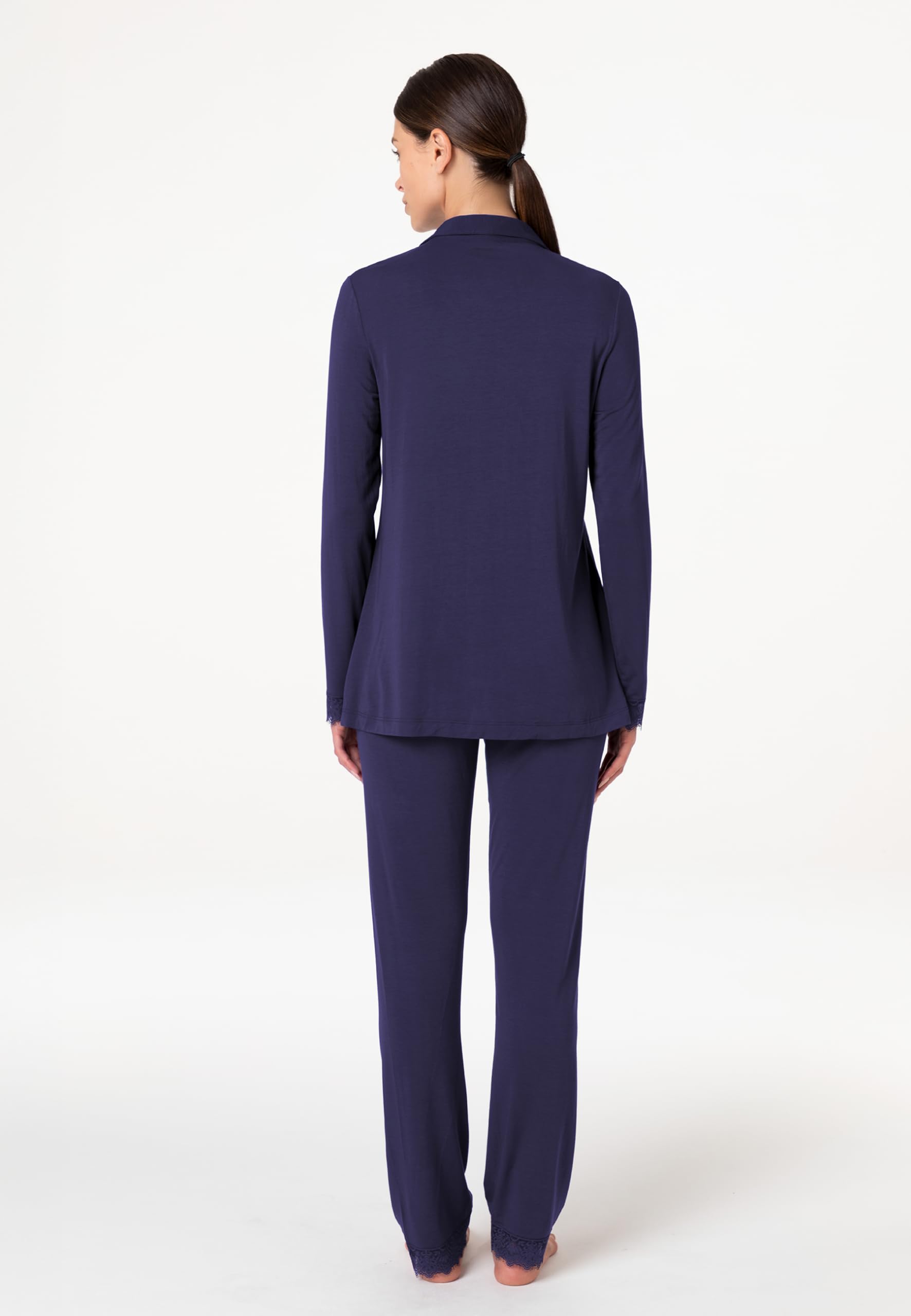 Lovable Set Pigiama in Modal con Pizzo | Camicia con Bottoni e Pantalone Lungo | Morbido, Traspirante ed Elegante | Nightwear e Loungewear Donna