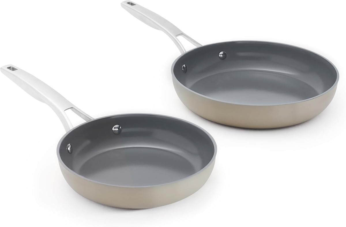 Juego de sartenes antiadherentes Premier Ceramic de 8 y 10 pulgadas, gris champiñón