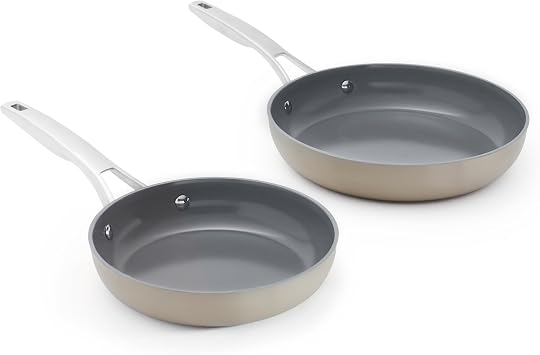 Calphalon Premier Ceramic Nonstick Fry Pan Set, 8" and 10", Mushroom Gray