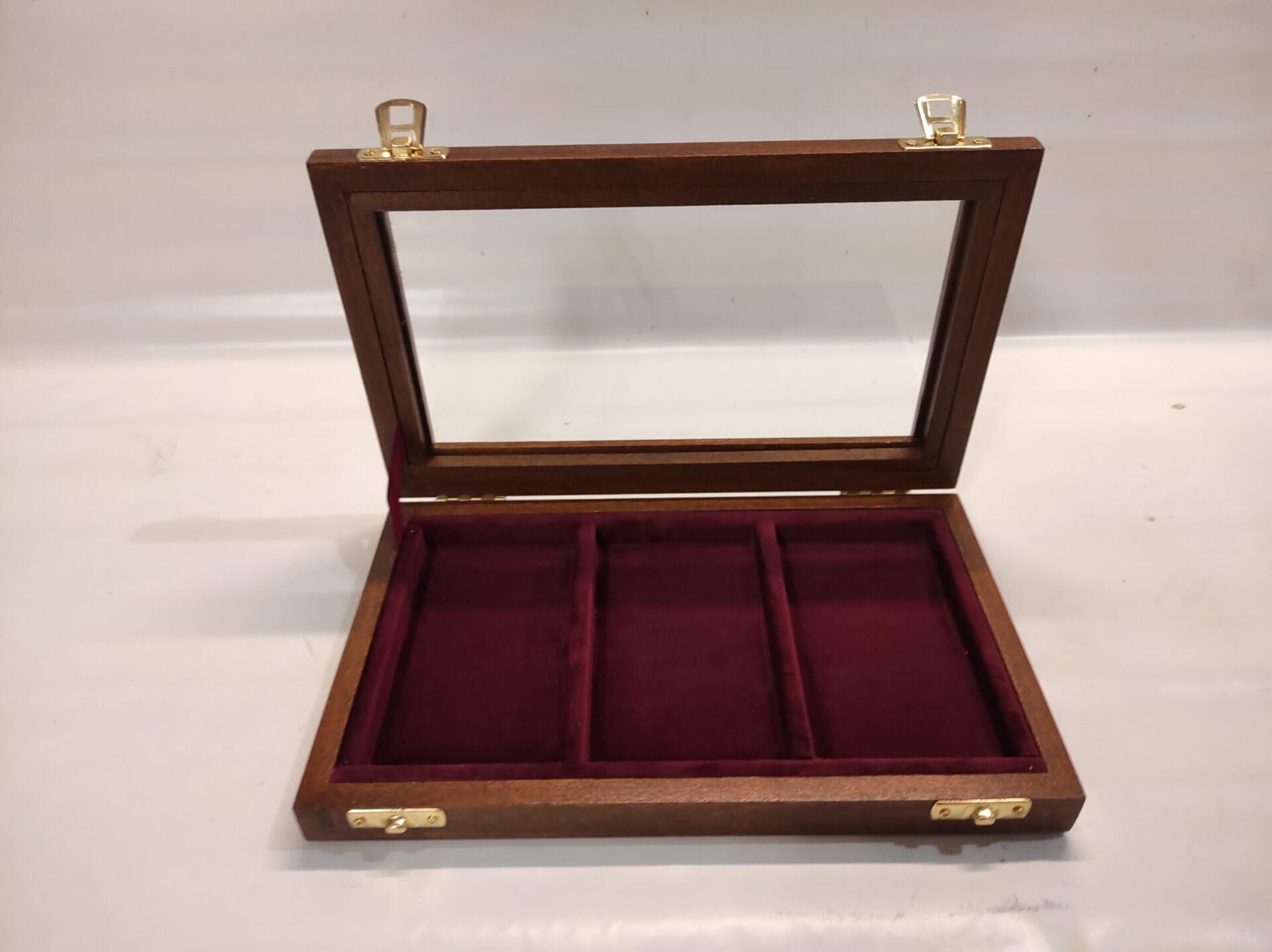 Vitrine médaille Militaire en Bois Massif et Verre, Coffret présentoir Fait Main pour 3 médailles avec Ruban, Velours au Choix, Artisanat Italien