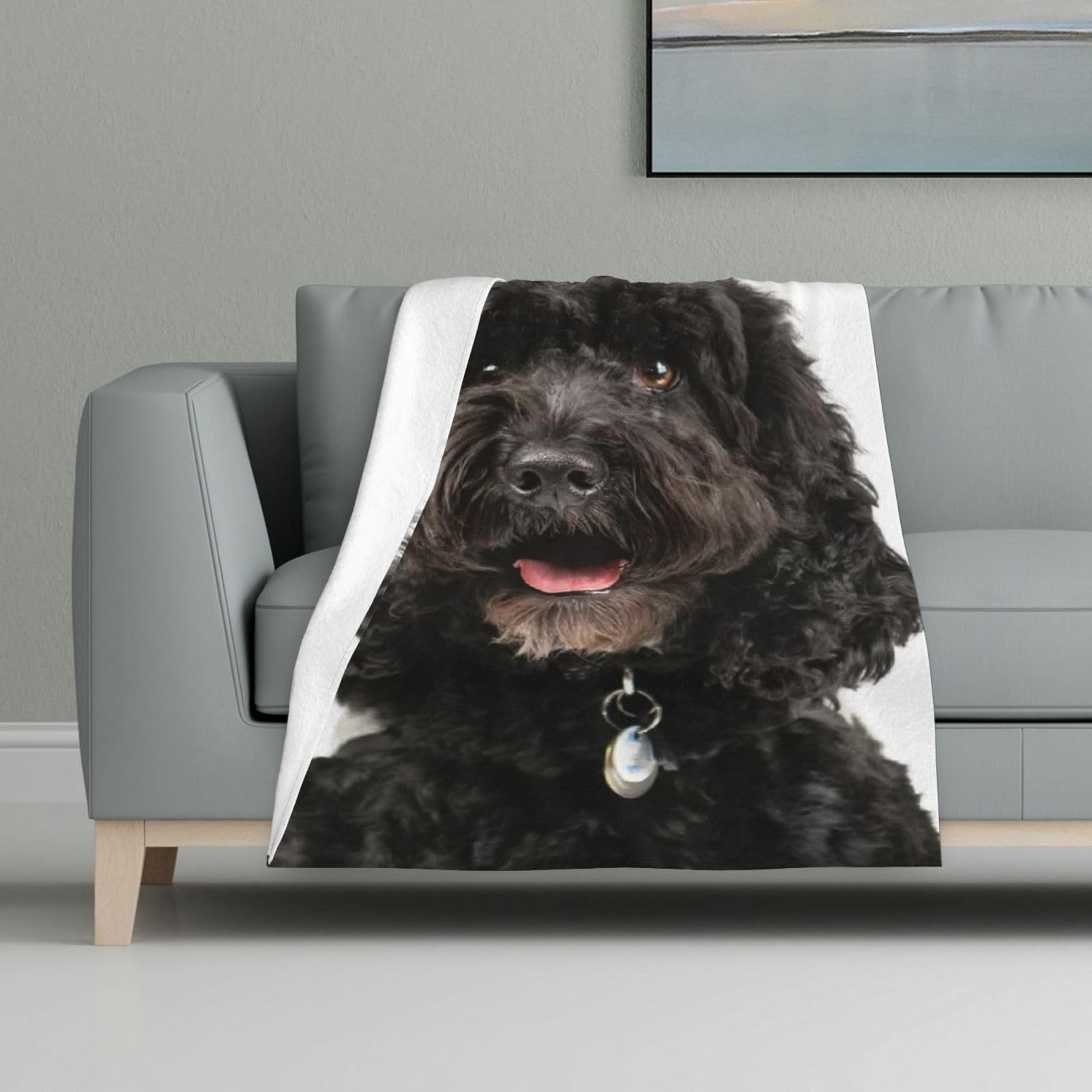 InOmak Puppy Black Cockapoo,Soft Blanket Warm Anti-Pilling Flannel Plush Throw Blanket 81 X 122 cm