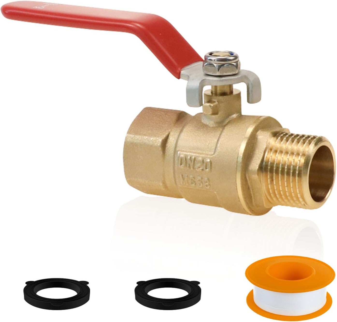 Garden Hose Valve with 2 Inch Jet Nozzle, GHT 3/4 Brass Water Hose Shut Off Valve with High Pressure Sprayer Nozzle for Watering & Outdoor Cleaning