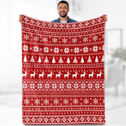 Aimego Nordic Reindeer Christmas Blanket 60"x80" for Family