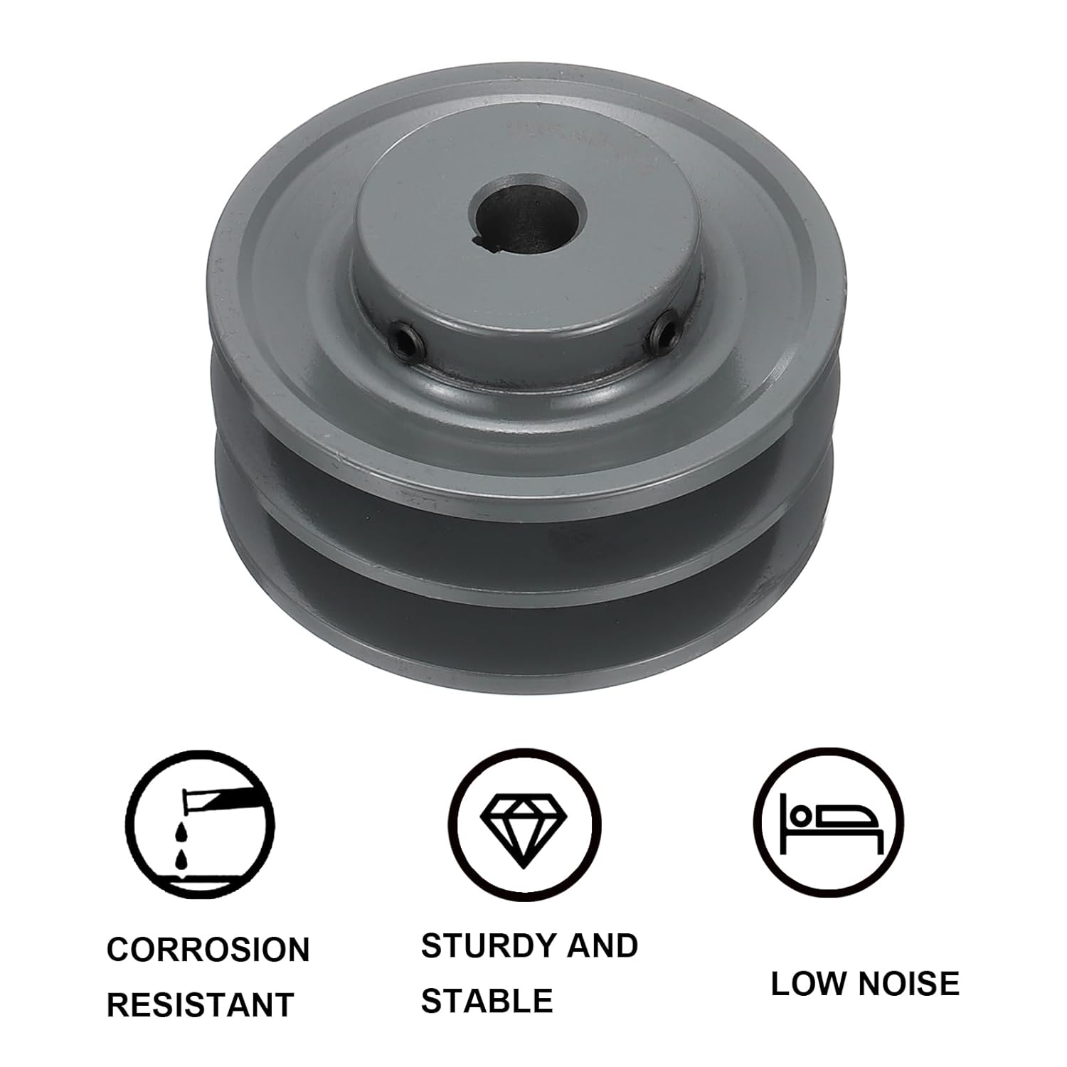 uxcell 2BK40-5/8 V-Belt Sheave 5/8"Bore 3.95"OD Double Groove Web Sheave Bored-to-Size Sheave, Cast Iron, Belt Section for 3L or B Belt