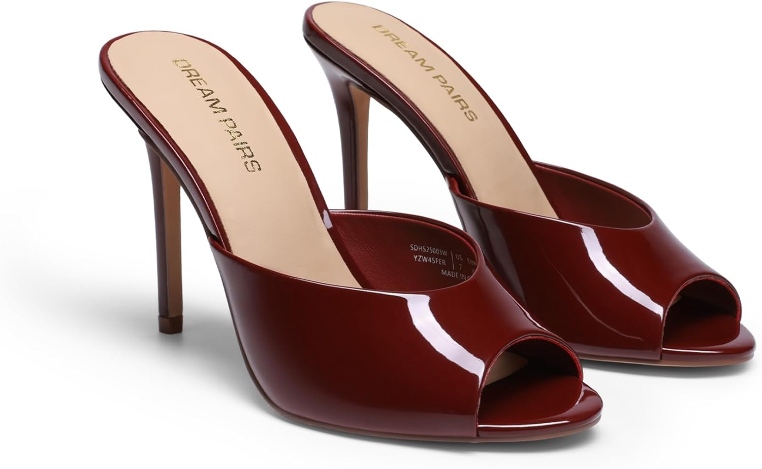 DREAM PAIRS Mule Heels for Women High Heels Stiletto Open Round Peep Toe Mules Sandals Slip on Dress Shoes Sexy Heeled for Party Dressy Prom Wedding - Image 4