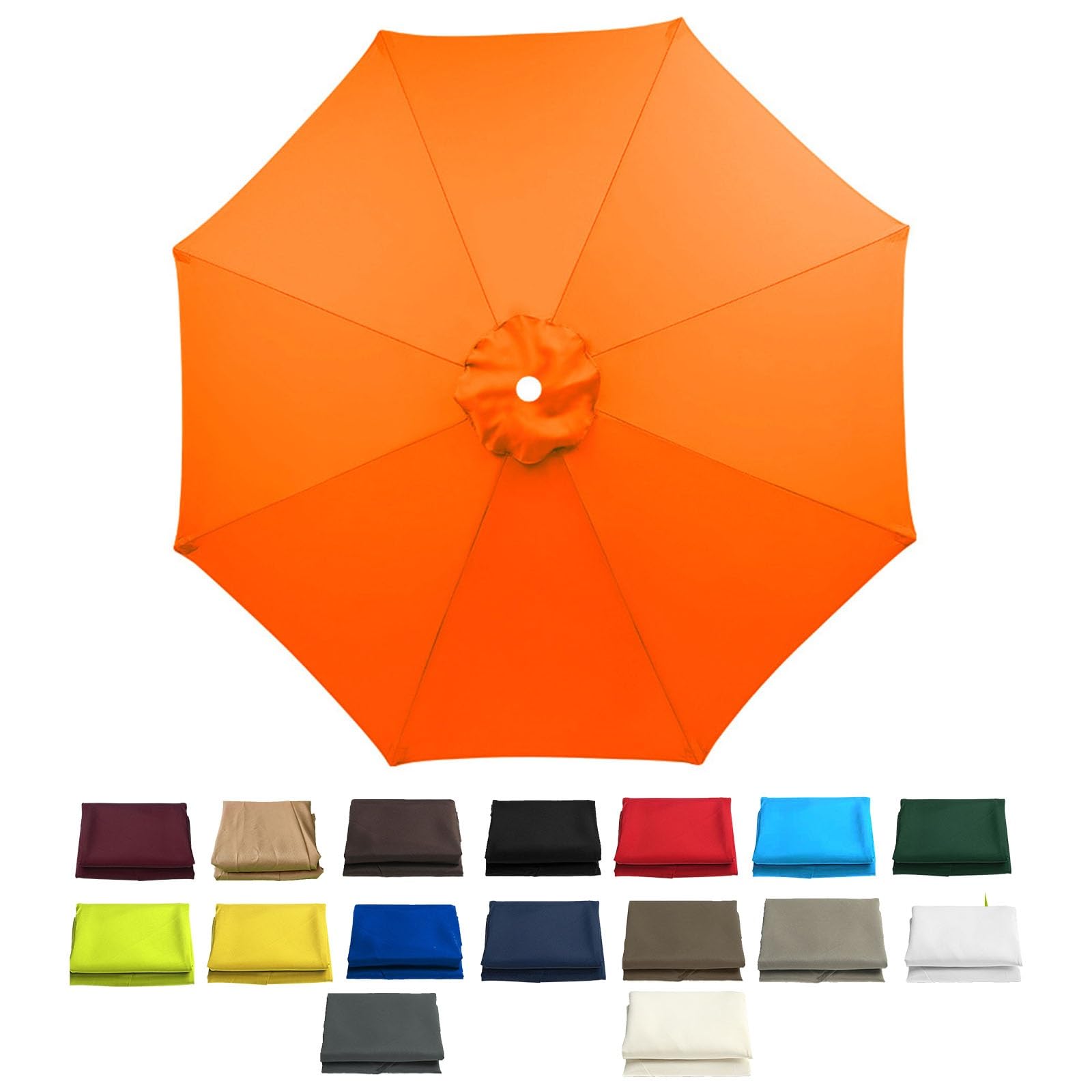 Replacement Umbrella Canopy, Outdoor Waterproof Polyester, Cantilever Replacement Canopy, Polyester Umbrella Cover, for Garden, Patio, Backyard, Pool, lawn(Orange,6ribs:3.0m/9.8ft)
