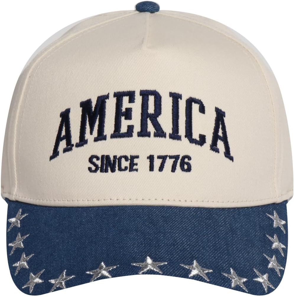 MIRMARU Patriotic America USA Embroidered 5 Panel Cotton Two Tone Trucker Hat for Men and Women.