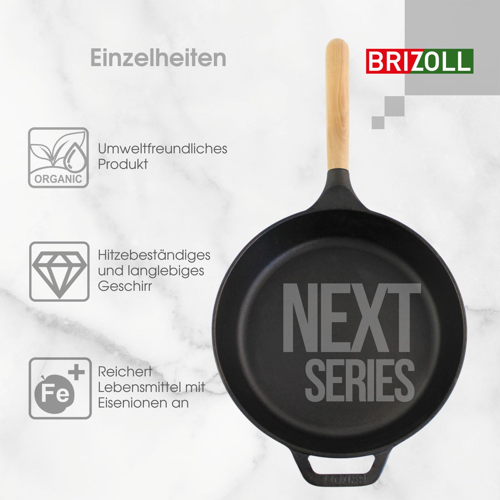 Gietijzeren braadpan geëmailleerd rond, 5,0 liter
