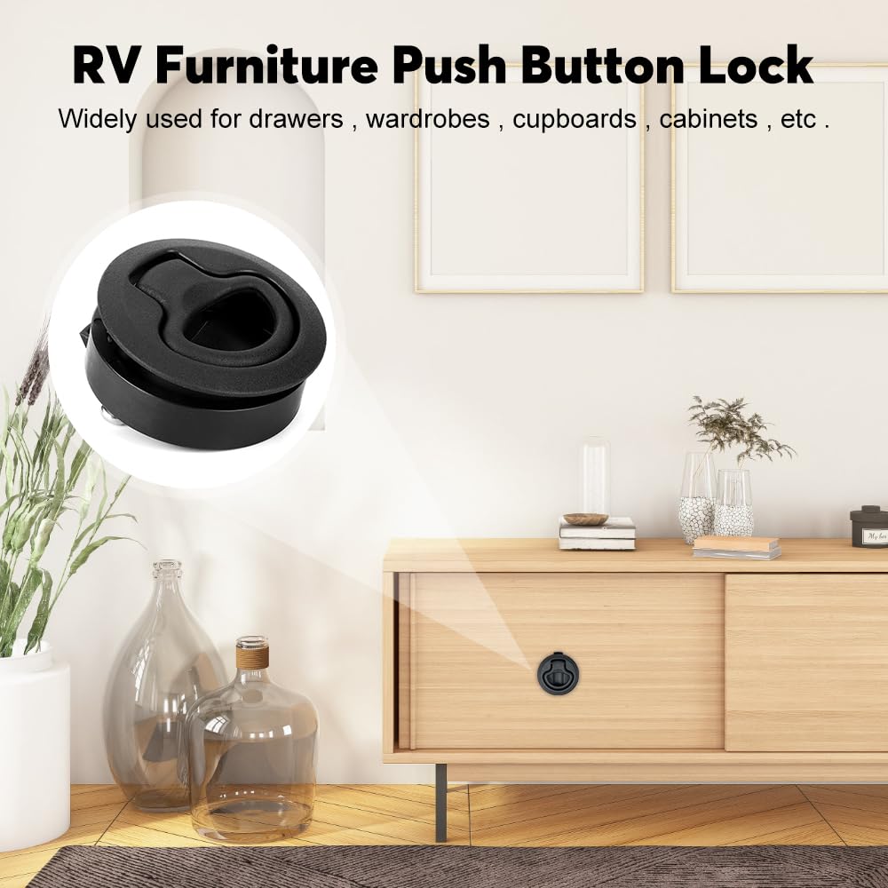 Mizikuu 4 Stück Push Pull Möbelschloss, Verriegelung für Schrank, Boot, Wohnwagen, Schublade, Möbel - Flush Hatch Locker