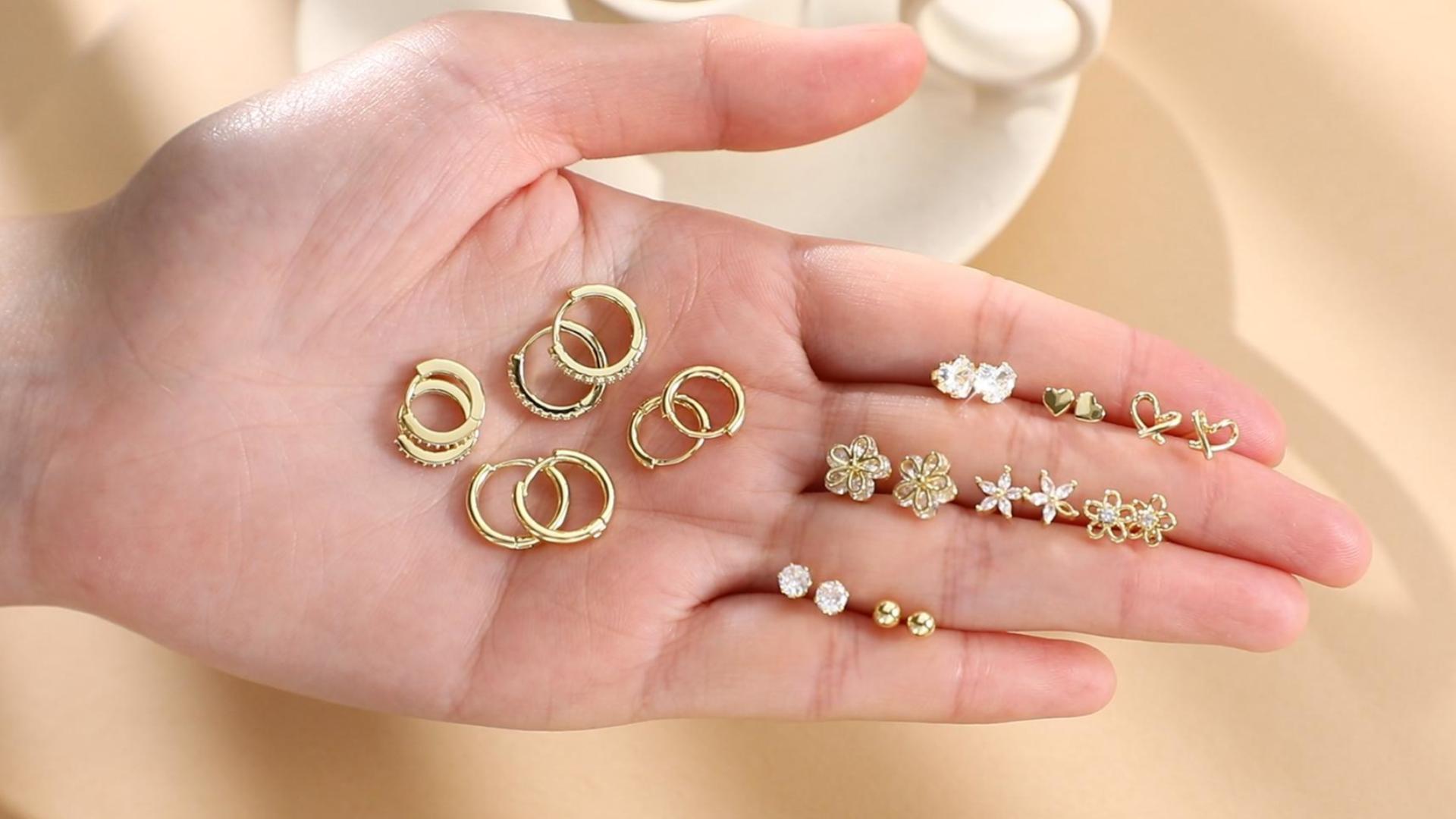 Amazon.com: Hypoallergenic Gold Stud Earrings for Women - 14k Gold