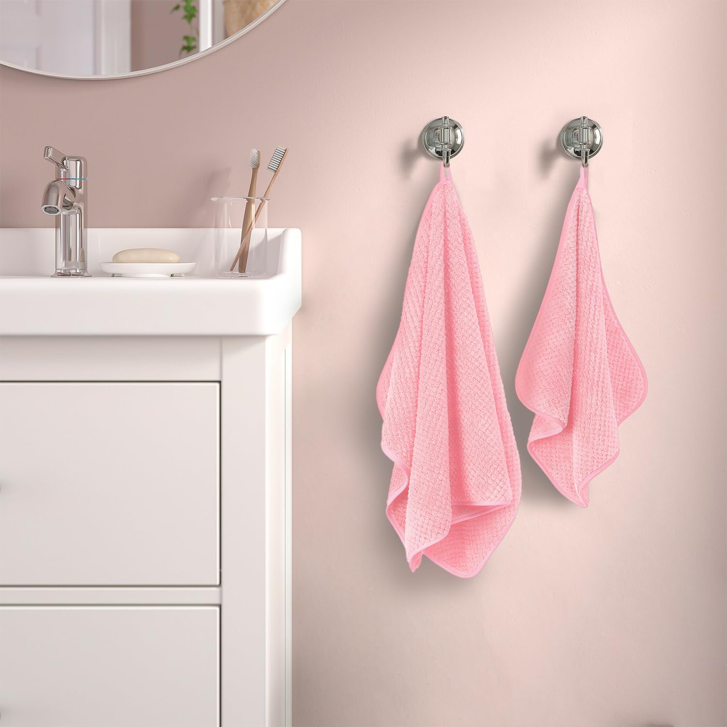 MaopaoBeauty Pink Towels 4 Piece Pink Towel Set, 35x70 in Extra Large Bath Towel Hand Towels Hair Towels Washcloths - Highly Absorbent Quick Dry, Soft Towel Set for Bathroom, Pack of 4 - Image 3
