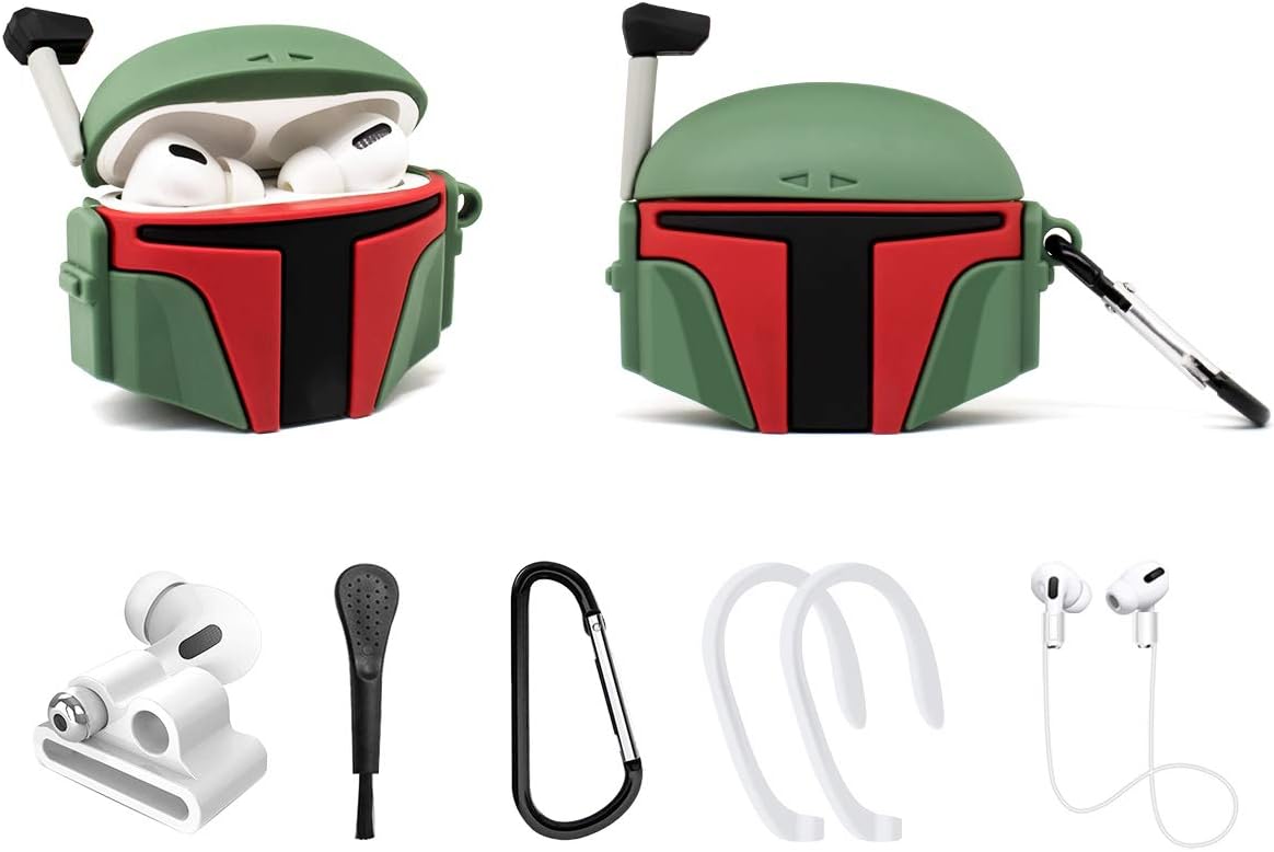 Limited Alquar Airpods Pro Case Cover Star War,6 in 1 Accessories Shockproof Silicone Funny Mandalorian Boba Fett Anime Character Cute Cartoon Protective Case,with Keychain for Airpods Pro(Mandalorian Pot) Special Alquar Airpods Pro Case Cover Star War,6 in 1 Accessories Shockproof Silicone Funny Mandalorian Boba Fett Anime Character Cute Cartoon Protective Case,with Keychain for Airpods Pro(Mandalorian Pot)
