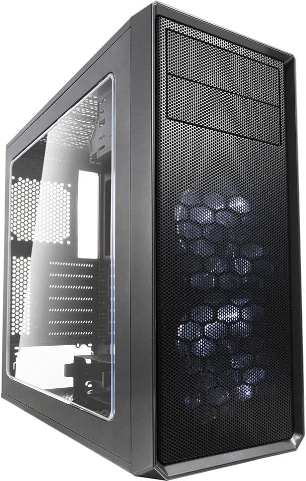 Fractal Design Focus G - Mid Tower Computer Case - ATX - High Airflow - 2X Fractal Design Silent LL Series 120mm White LED Fans Included - USB 3.0 - Window Side Panel - Black