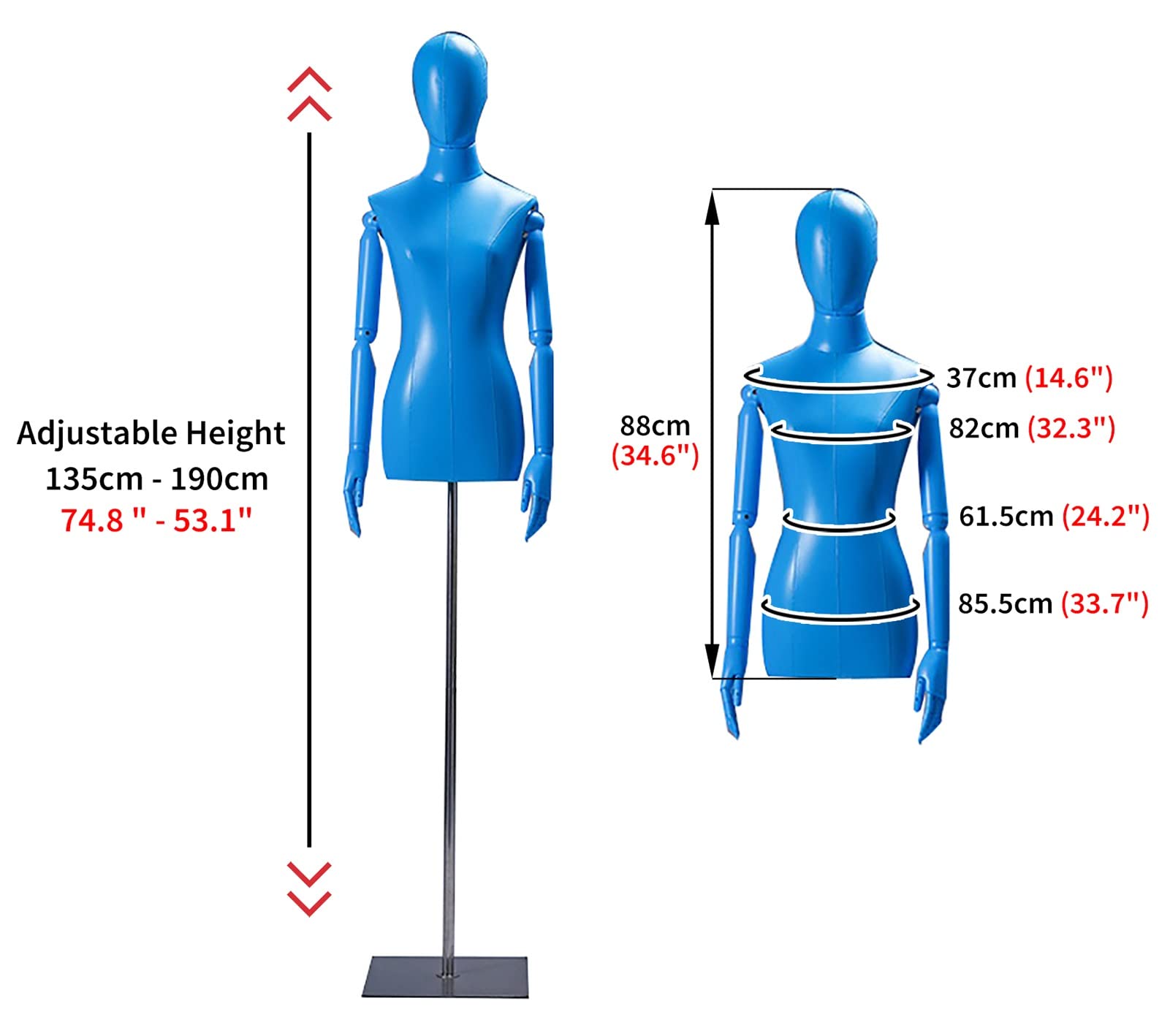 Amazon.co.jp: マネキン ドレスフォーム 女性マネキン トルソー 頭と腕