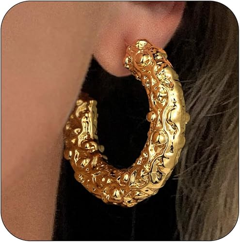Chunky Gold Plated Square Earrings 14k Gold Plated Earrings for Women Big Square