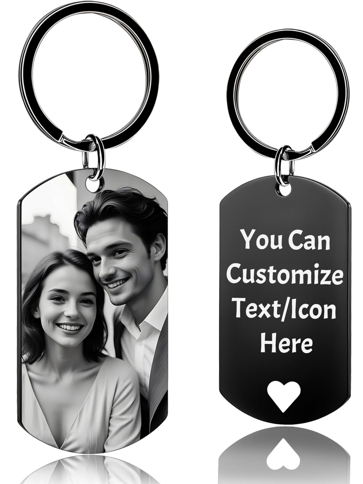 Custom Keychain with Picture Personalized Engraving Photo Keychain Customized Keychain for Dad Men Boyfriend Gifts
