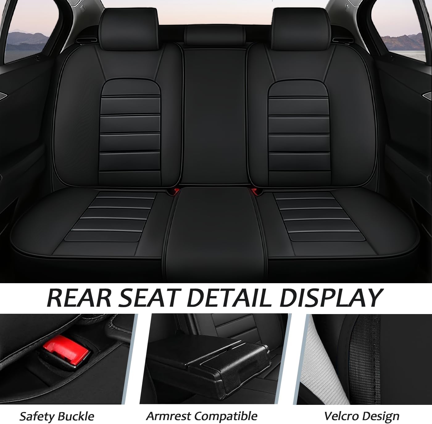 Car Seat Covers for GMC Acadia 2016-2026| 7 Seat Car Seat Cover | No-Slip Waterproof Breathable Faux Leather Automotive Seat Covers Auto Interior Covers | Black Full Set