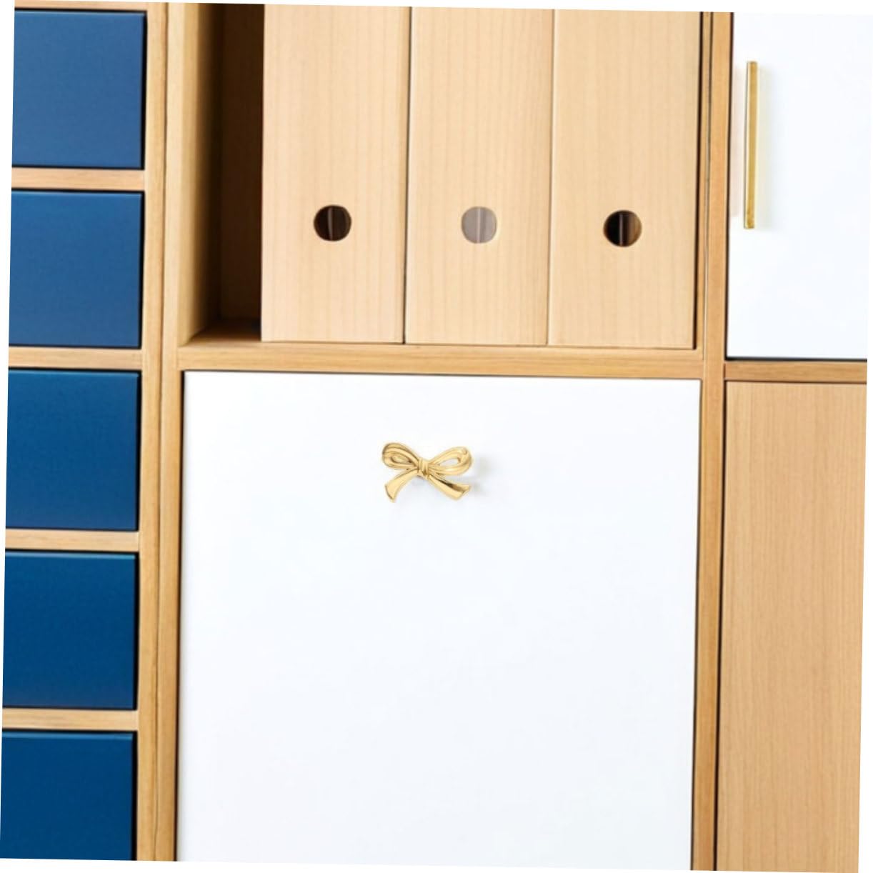 Pomelli a Fiocco in Ottone Oro, Set da 6 per Mobili Vintage
