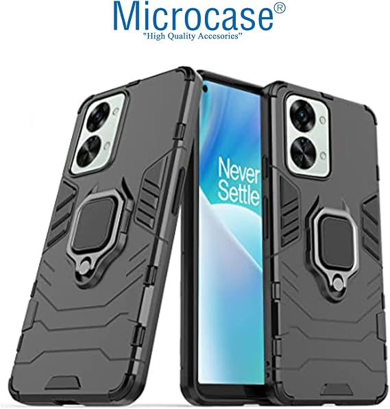 Microcase OnePlus Nord 2T Batman Serisi Yüzük Standlı Armor Kılıf - Siyah