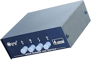 NATEFEMIN Black 4 I/O Ports VGA SVGA Monitor Sharing Switch Box for LCD PC TV Screen Accessory