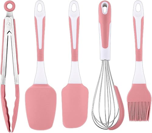 Juego de utensilios de cocina 5 unidsset de utensilios de cocina, mango cómodo, resistente a altas temperaturas, no suave, de silicona, color de