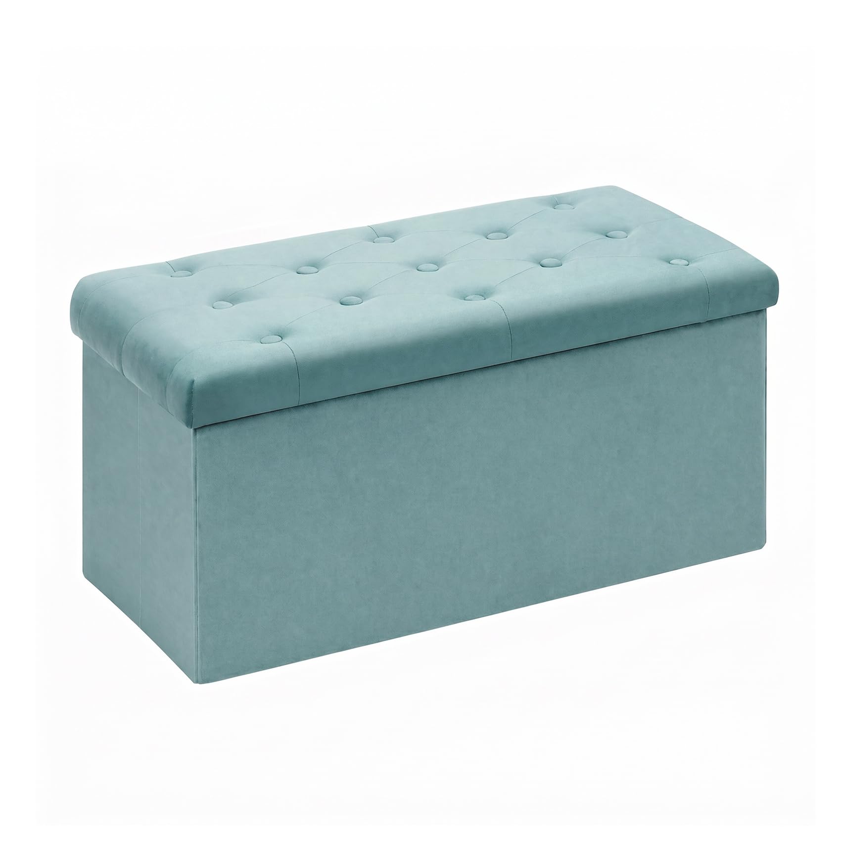 Bonlife Sitzbank Samt Aufbewahrungsbox mit Deckel Sitztruhe mit Stauraum Stoff Stauraum Faltbarer Fußhocker Samttuch, Grün, 80 x 40 x 40 cm Küche, Haushalt & Wohnen