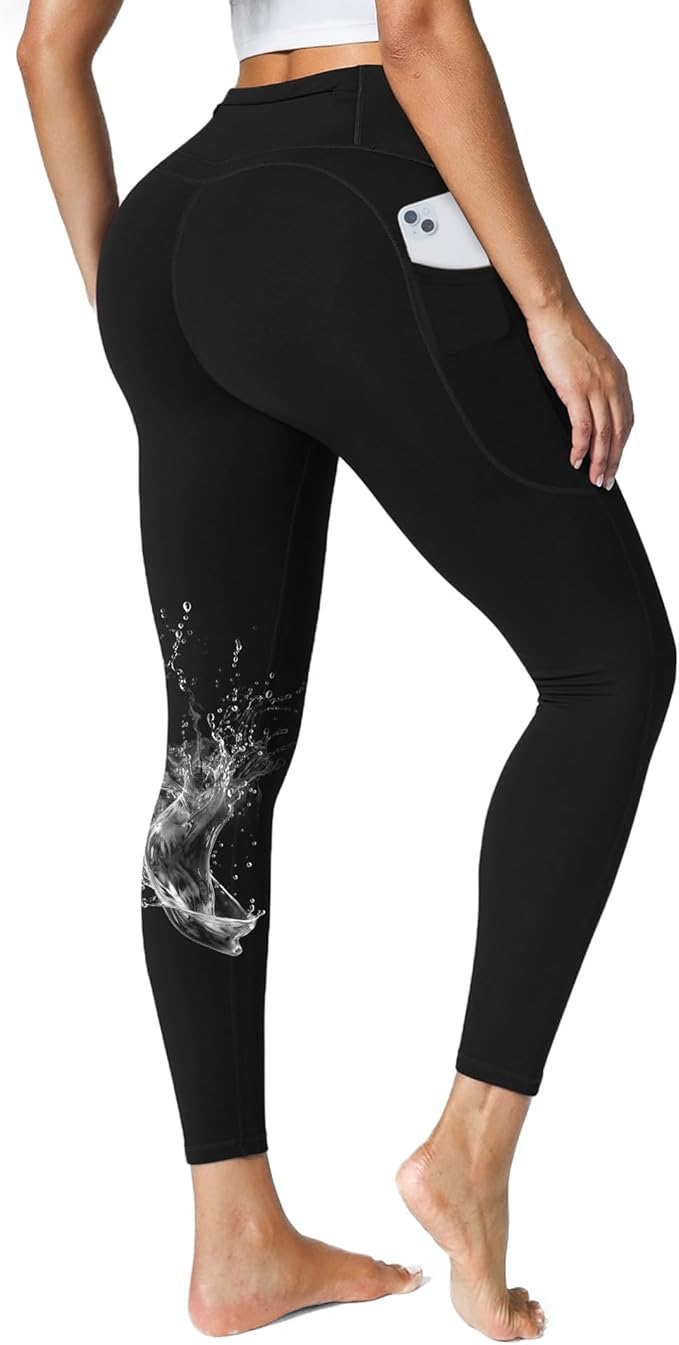BRXL Tummy Control Thermal Fleece Lined Leggings Women Zip Pocket Water Resistant High Waist Winter Leggings Warm Insulated