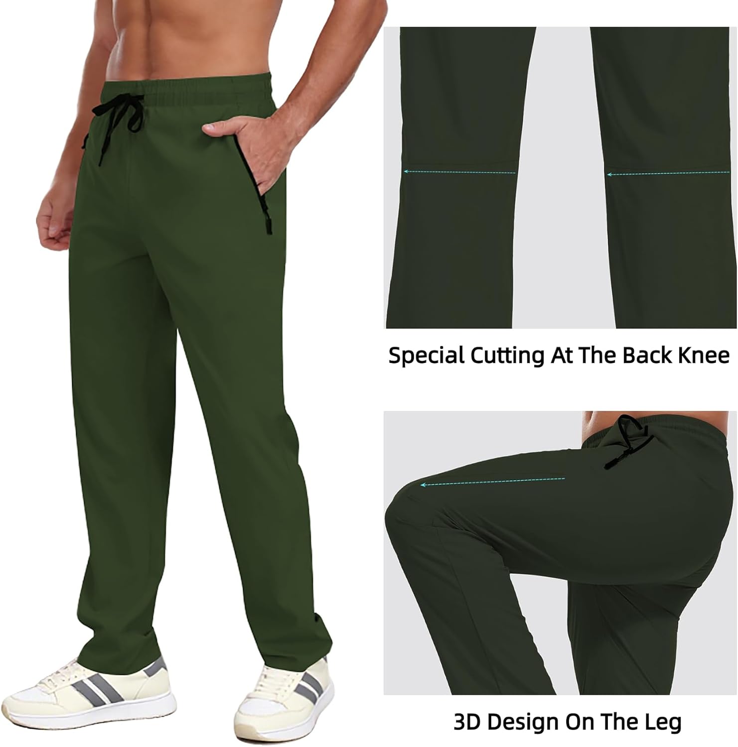 Hiking Pants for Men Quick Dry Water Resistant Sweatpants Elastic Waist UPF 50+ Cargo Causal Travel Work Lightweight Running - Image 6