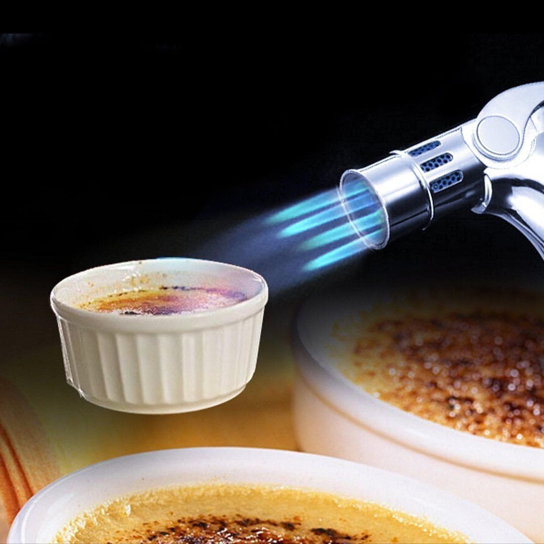 Windproof Luxury 4 Nozzles Quad Jet Torch Lighter Elegant Four Flame Butane Gas Cigar Cigarette Lighter - Blue