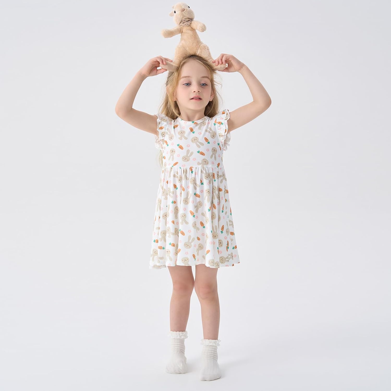 pureborn Baby Toddler Girl Viscose from Bamboo Dress Ruffled Sleeve 2-5T - Image 5