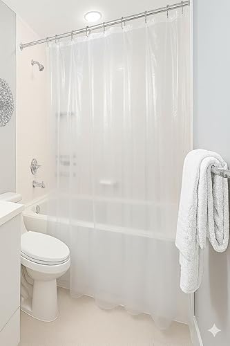 Vista 22 de Dependable Industries inc. Essentials Cortina de ducha magnetizada para baño con ojales de metal impermeable (rosa)