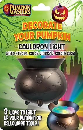 Pumpkin Masters Decorate Your Pumpkin Cauldron Light 3 Ways to Light up Your Pumpkin or Halloween Table! Lighting Modes Include White Strobe, Color-Changing and Golden Glow