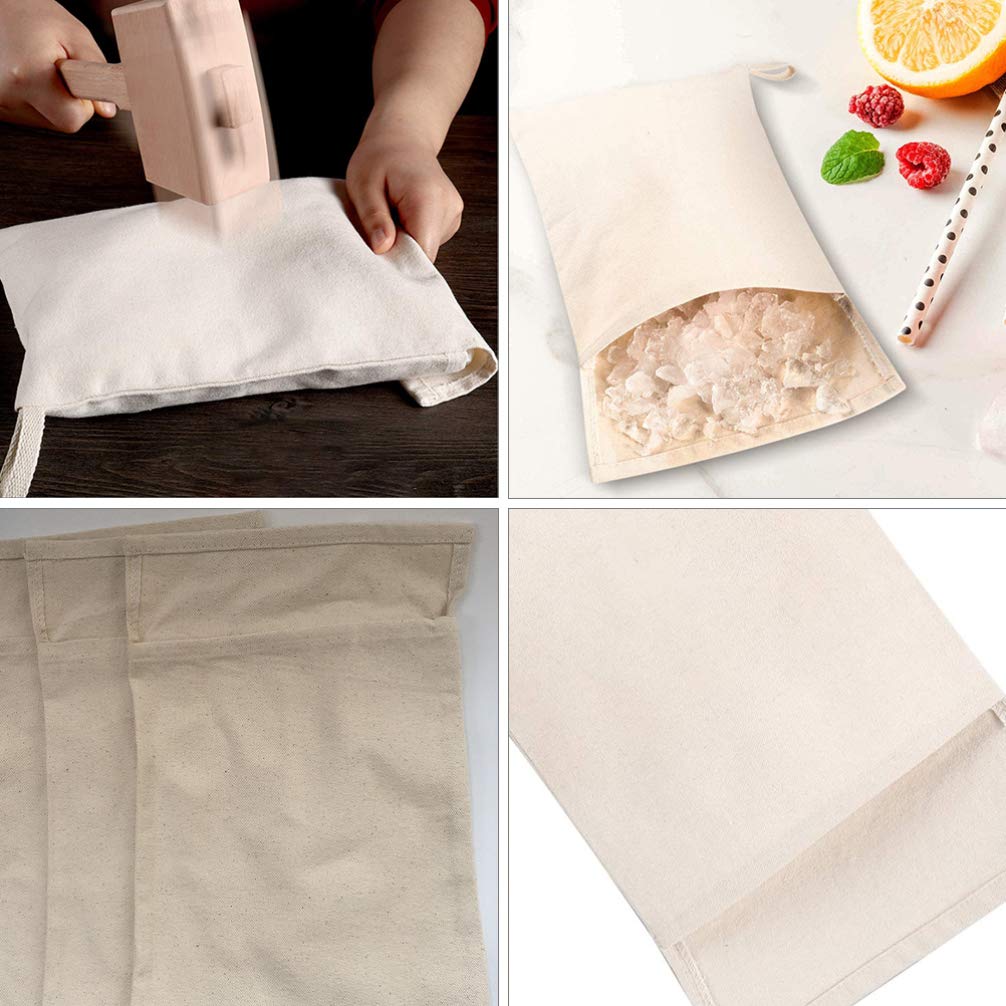 Angoily Lewis Ice Bag Canvas worek na lód, kruszony lód, profesjonalna torba do rozdrabniania lodu do schłodzonych koktajli, 13,3″ x 8,6″