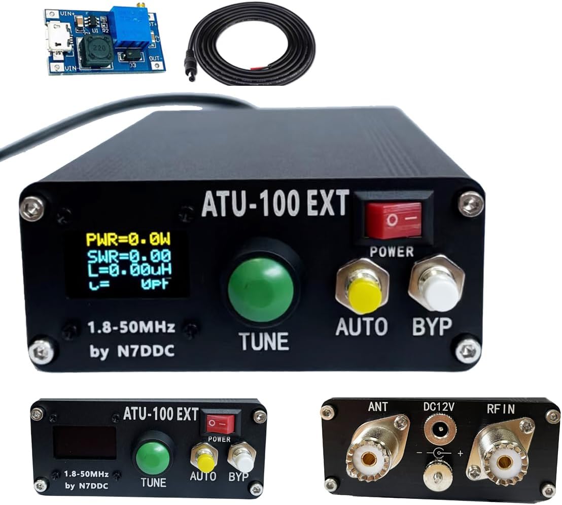 ATU-100 EXT Antenna Tuner 1.8-50MHz atu100 by N7DDC 7x7 0.96 Inch OLED 3.2 Firmware Programmed with Housing Assembled Machine with USB Cable（No Battery） Compatible with Radio Antenna