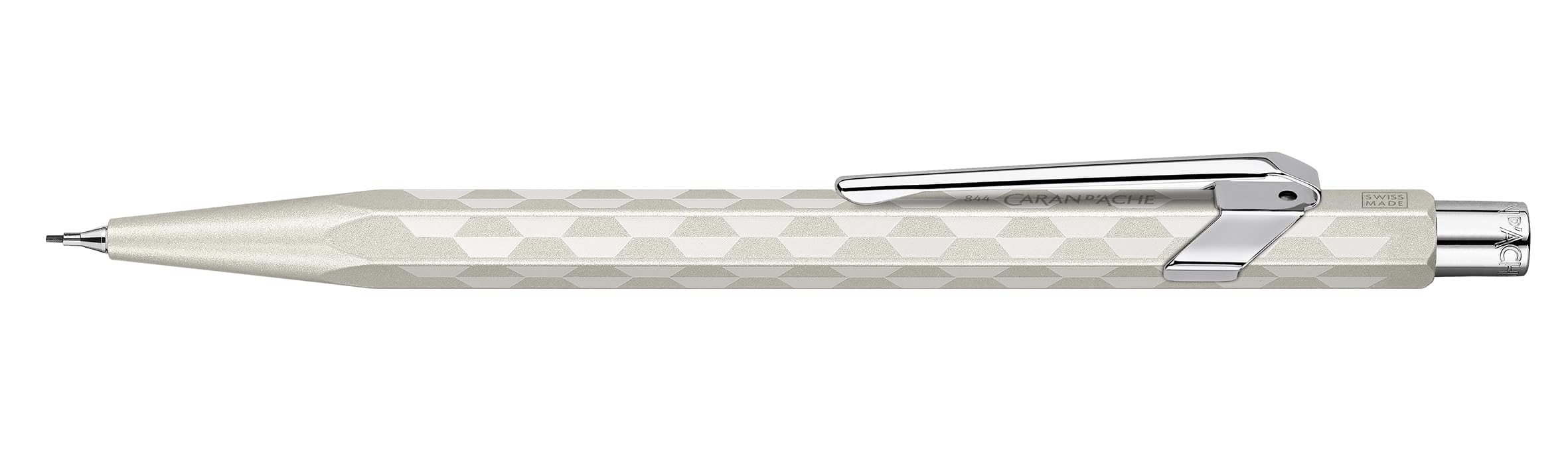 Caran d’Ache Minenhalter 849™ Alpine Frost Weiß – Sechskant-Aluminium, HB-Graphitmine 0,5 mm, Radiergummi & Minenreservoir, Premium-Geschenkbox, Swiss Made