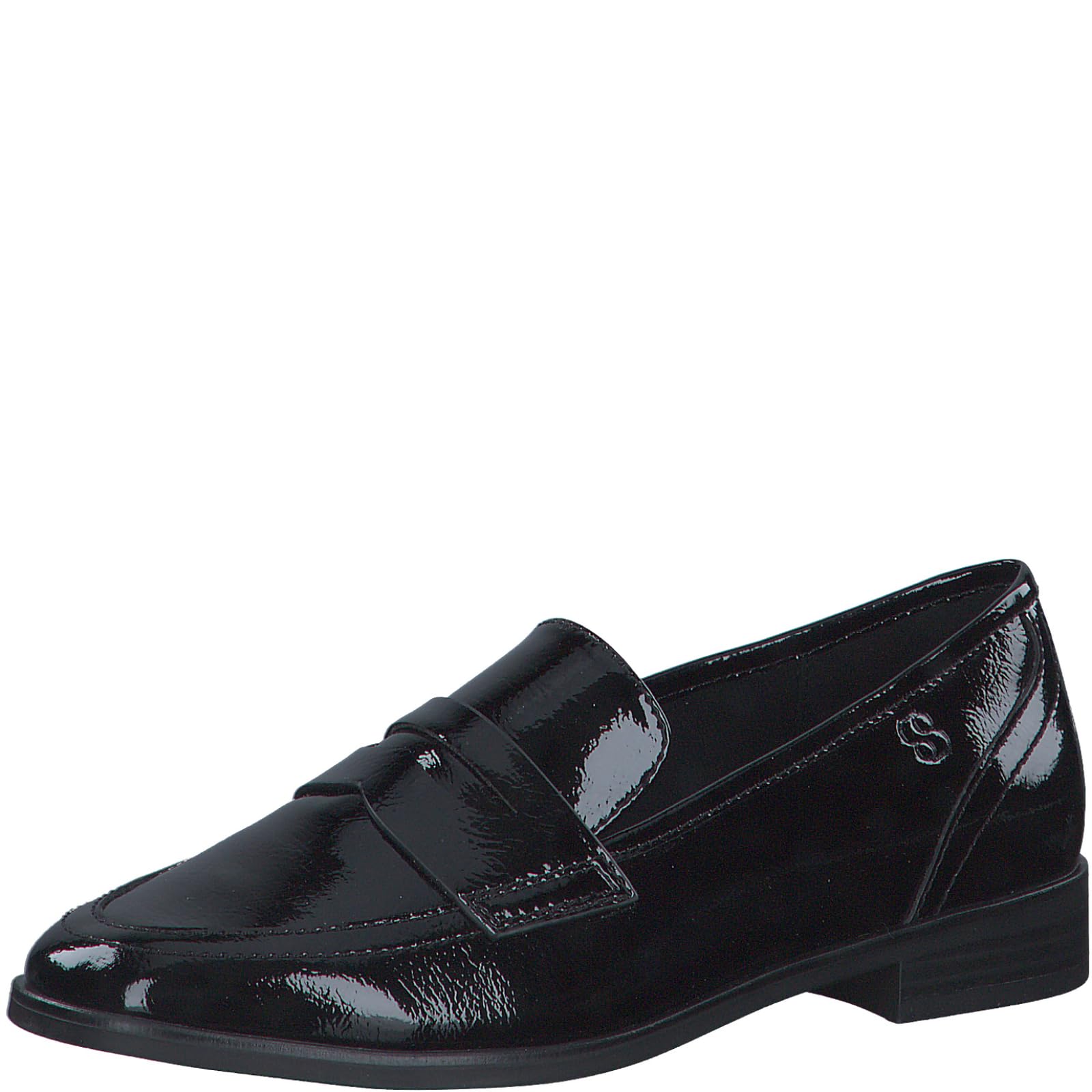 s.Oliver Women's Lacquered Lace Loafers Without Heel, Black (Black Patent), 6 UK