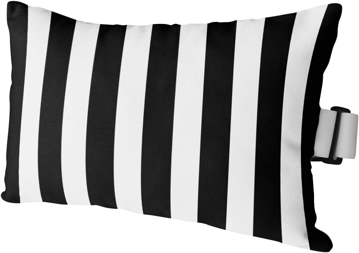 Chaise Lounge Head Resting Pillows, Simple Black and White Stripes Outdoor Waterproof Furniture with Insert and Adjustable Elastic Stripe Chaise Pillows for Recliner Beach Chair 11x16IN,2 Pcs