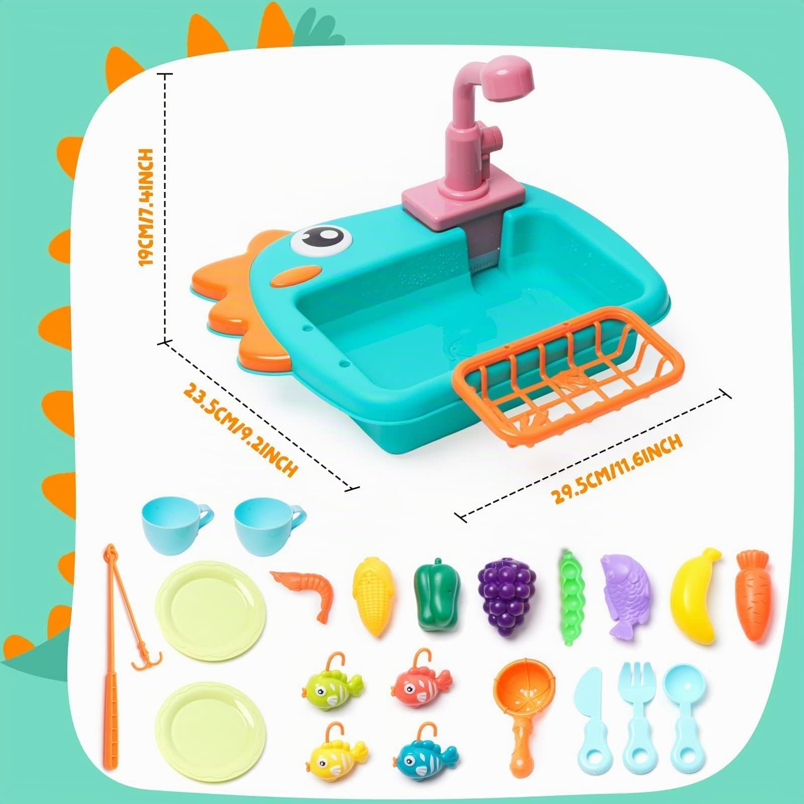 Giocattolo Lavello da Cucina con Rubinetto Aggiornato,Giocattoli per lavello da Cucina Set con Acqua Corrente,Giocattolo per Lavastoviglie per Giochi di Ruolo per Bambini