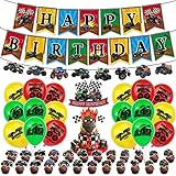 45Pcs Monster Truck Birthday Party Supplies Party Favors Monster Truck Shape Banner Happy Birthday B