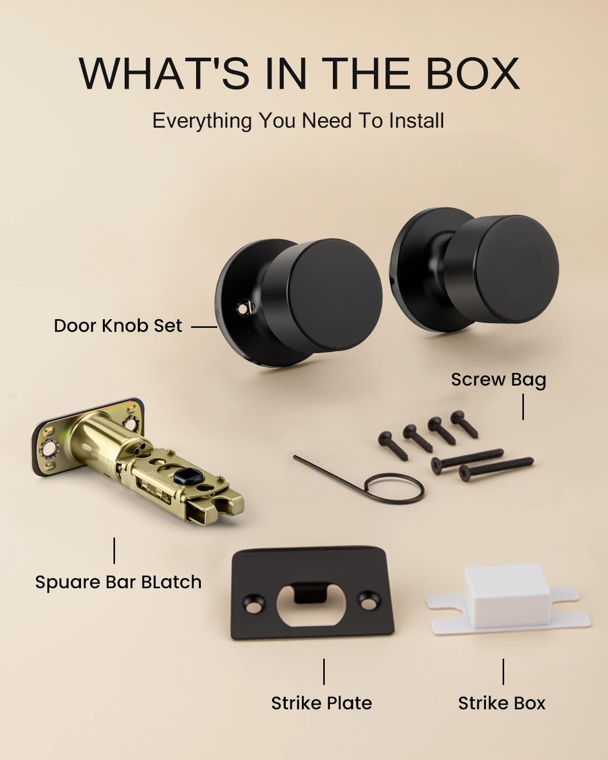 Haidms Matte Black Closet Door Knobs - 6 Pack -7