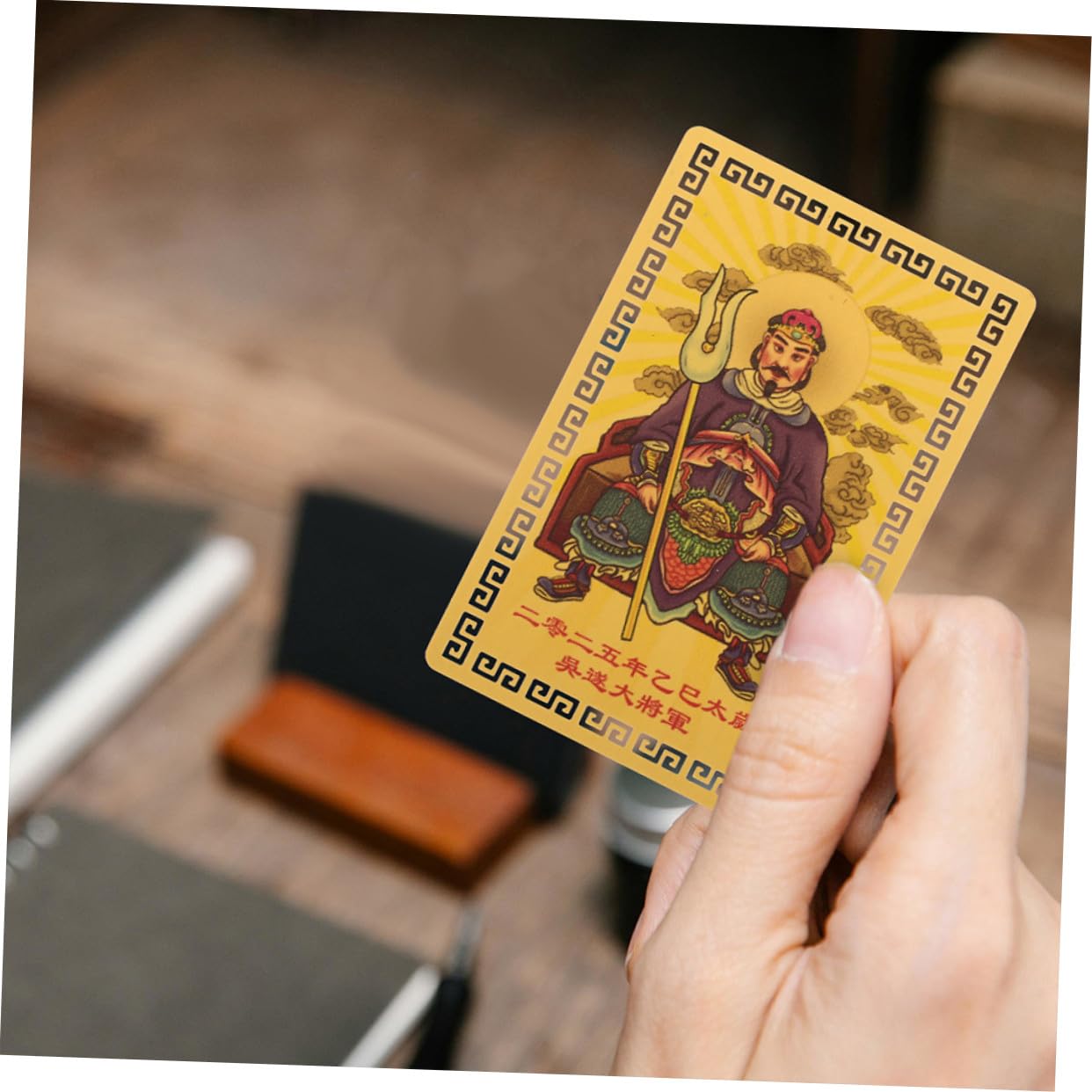 Amuleto di Carte d'oro Tai sui da 5 Carte Cinesi per Fortuna e Protezione per Uso Feng Shui