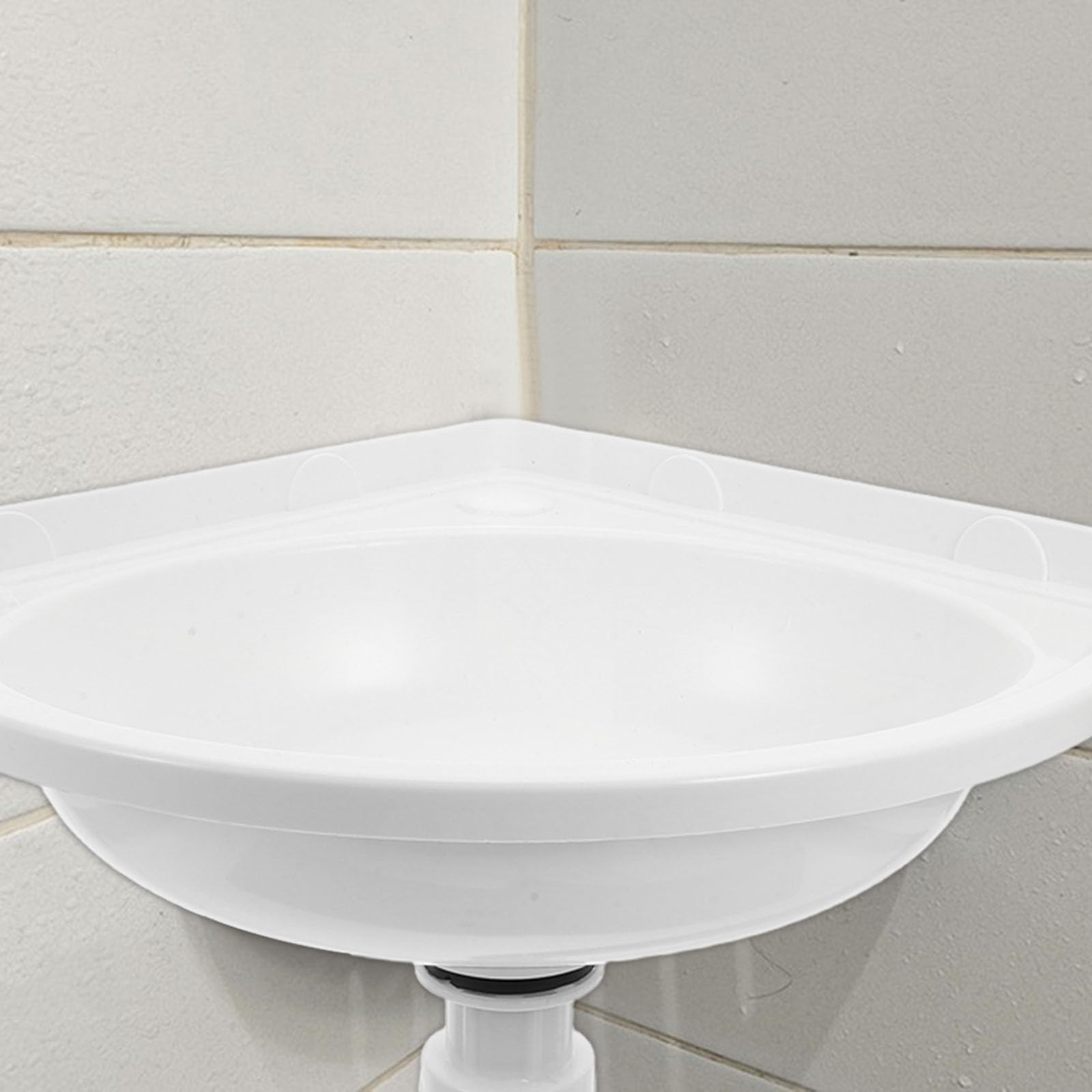 Uonlytech Lavandino angolare: Lavandino da bagno a parete angolare triangolare per bagni piccoli - Mobiletto sospeso per bagni compatti e aree di servizio