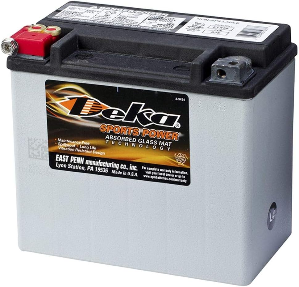 Deka Sports Power AGM Battery 12V 19Ah ETX16 Maintenance Free Compact Design