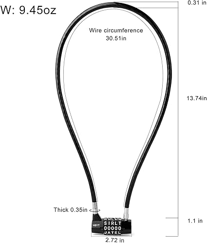 Miniatura 2 de Cerradura de combinación reiniciable de 5 palabras, cerradura de letra, candado de seguridad para el hogar con cable antirrobo de 0.315 pulgadas