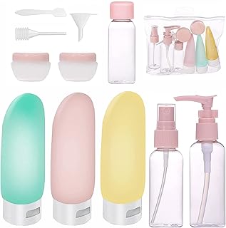 Emwel 11PCS Travel Bottles for Toiletries, Travel Accessories, Leak Proof Refillable Squeezable, Empty Containers with Bag for Toiletries, Cosmetic, Shampoo, Conditioner, Lotion