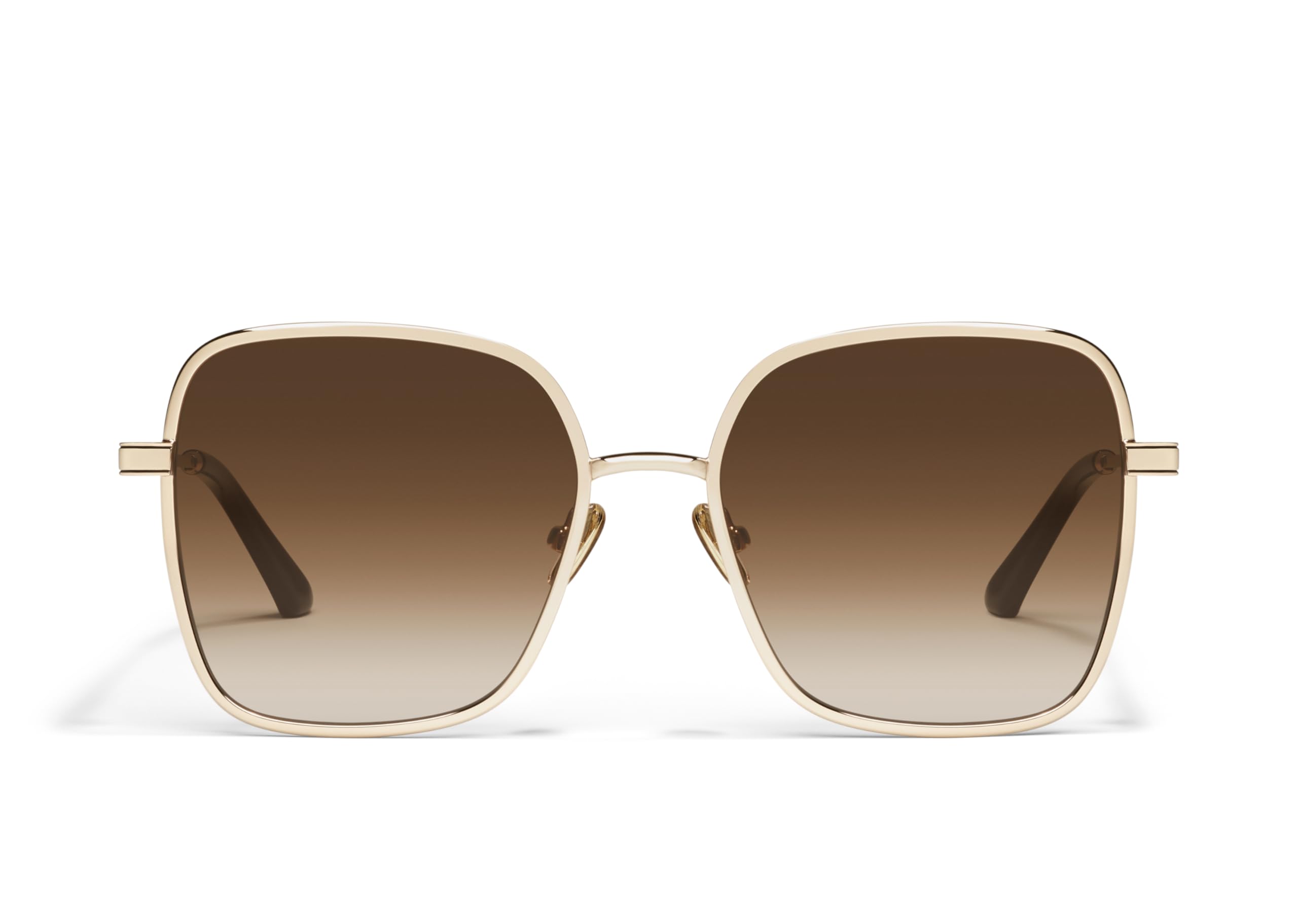 Quay - Occhiali da sole da donna, lenti quadrate con protezione UV, occhiali da sole di grandi dimensioni (5th ave, oro/marrone), dorato/marrone, extra large