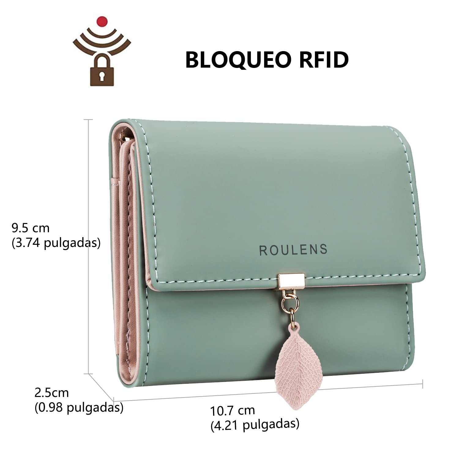 Cartera de Cuero PU para Mujer Monedero Largo con Cremallera