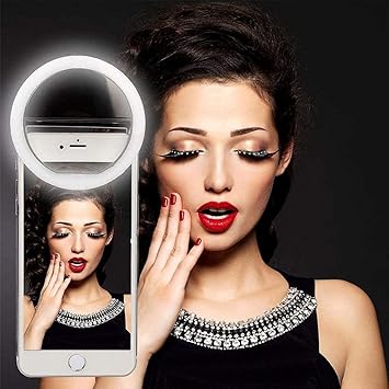 Quiff Selfie Ring Light for Mobile || Selfie Ring Light || 3 Way Led Flash || White Light for All Smartphones (White & Black)